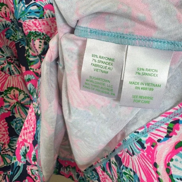 Lilly Pulitzer Turquoise Trim Floral Tunic - Pink, Navy & Teal - Picture 4 of 5